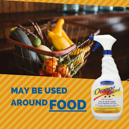 ORANGE GUARD Home Pest Control Spray - Kills and Repels Ants, Roaches, Fleas and More - Water Based Indoor/Outdoor Natural Organic Formula - 32 fl oz