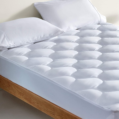 SLEEP ZONE Quilted Mattress Pad Cover - Extra Thick Soft Fluffy Bedding Topper Pillow Top Upto 21 inch Deep Pocket, White, Full