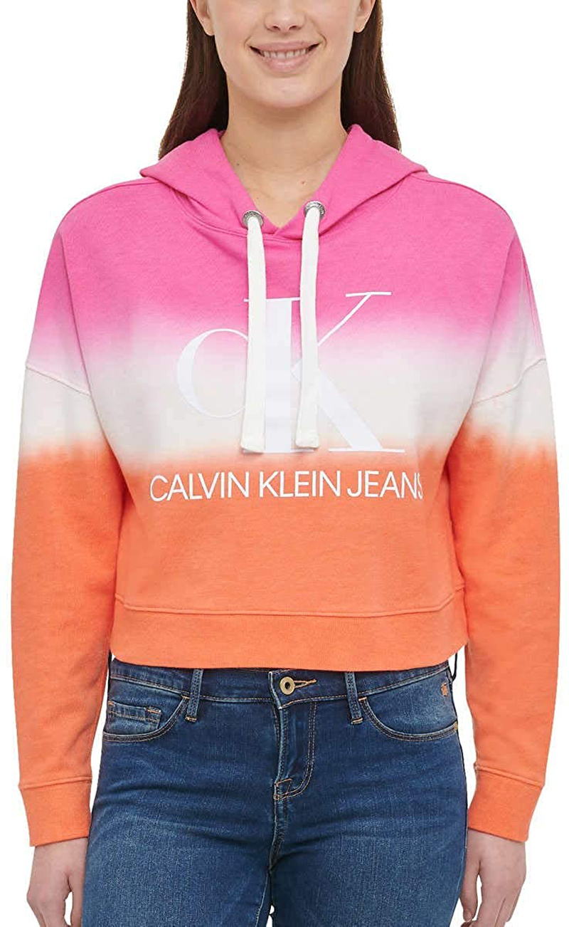 Calvin Klein Jeans Womens Monogram Logo Tie Dye Block Hoodie