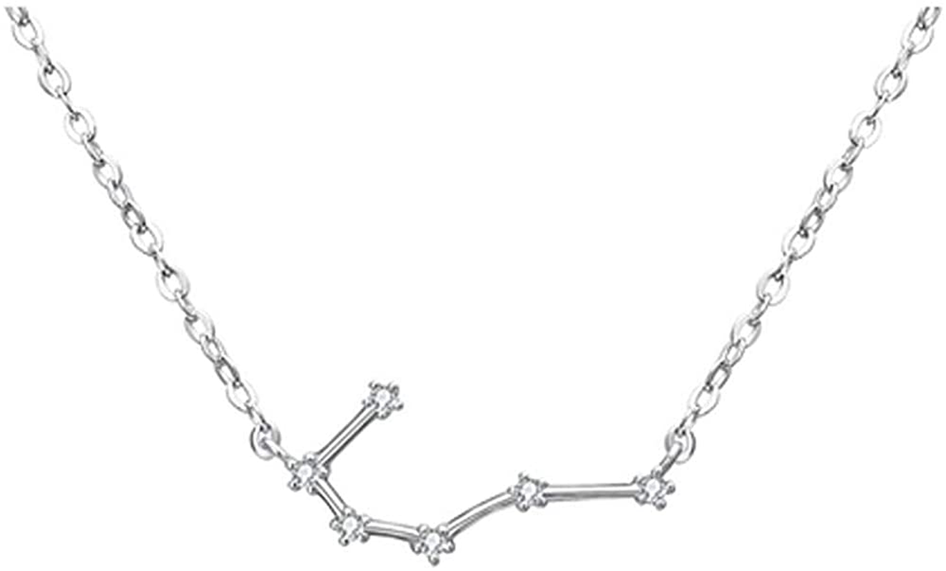 925 Sterling SilverCZ Horoscope Zodiac 12 Constellation Astrology Pendant Necklace for Women Girls Teen Girls and Kids Birthday Gift
