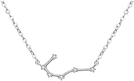 925 Sterling SilverCZ Horoscope Zodiac 12 Constellation Astrology Pendant Necklace for Women Girls Teen Girls and Kids Birthday Gift