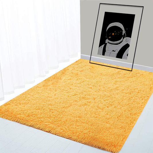 BOYASEN Ultra Soft Indoor Modern Area Rugs Fluffy Living Room Carpets for Children Bedroom Home Decor Nursery Rug (4 x 5 ft, Dark Blue Square)