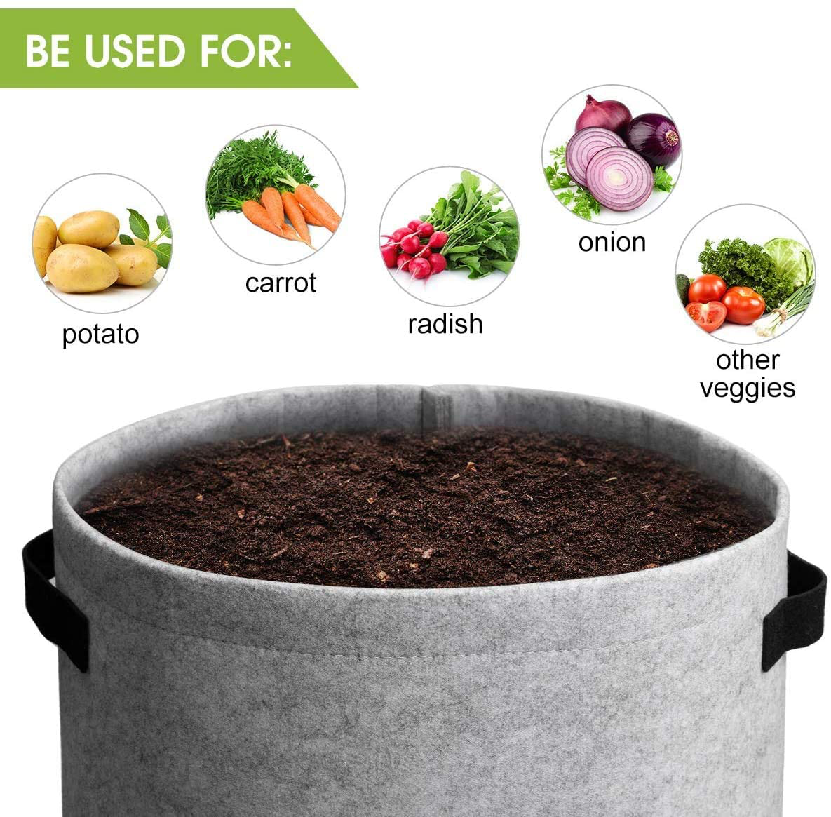 7 or 10 Gallon Grow Bags Fabric Pots with Handles