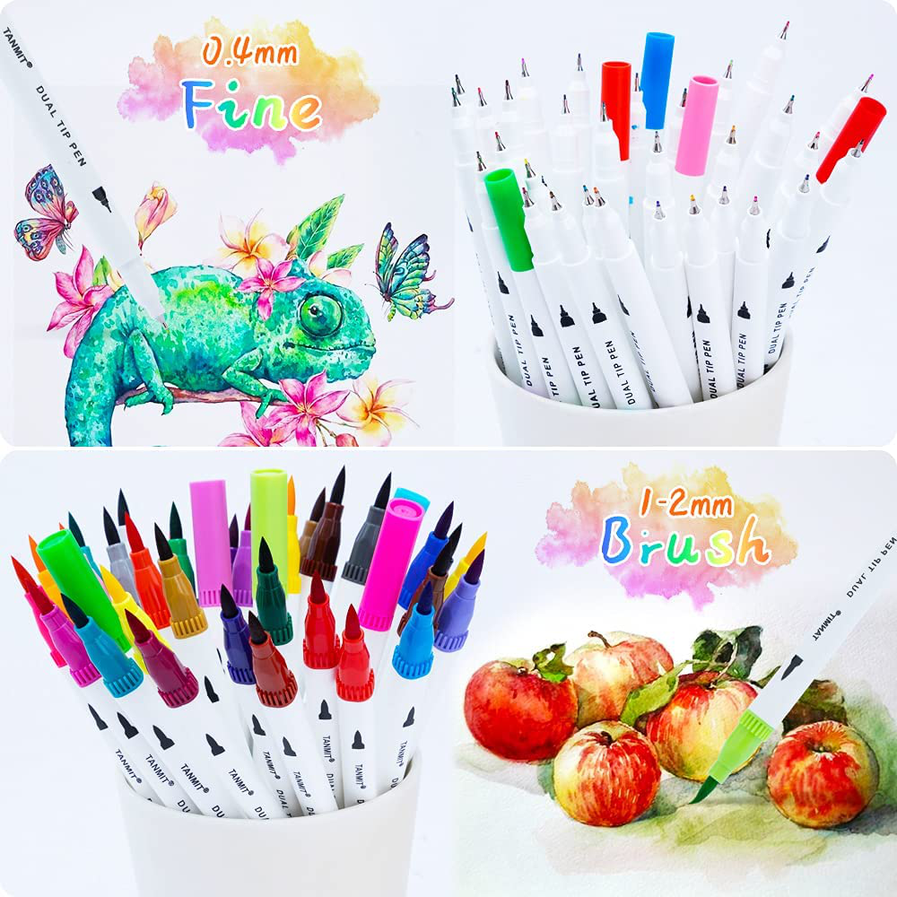 36 Piece Fine Tip Dual Brush Marker Pen Set