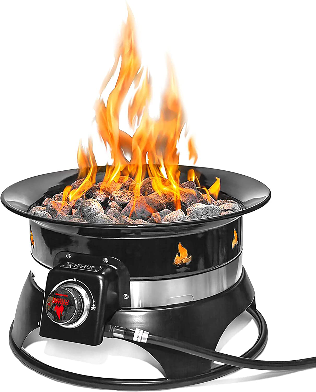 Outland Living Firebowl 870 Premium Outdoor Portable Propane Gas Fire Pit with Cover & Carry Kit, 19-Inch Diameter 58,000 BTU Auto-Ignition