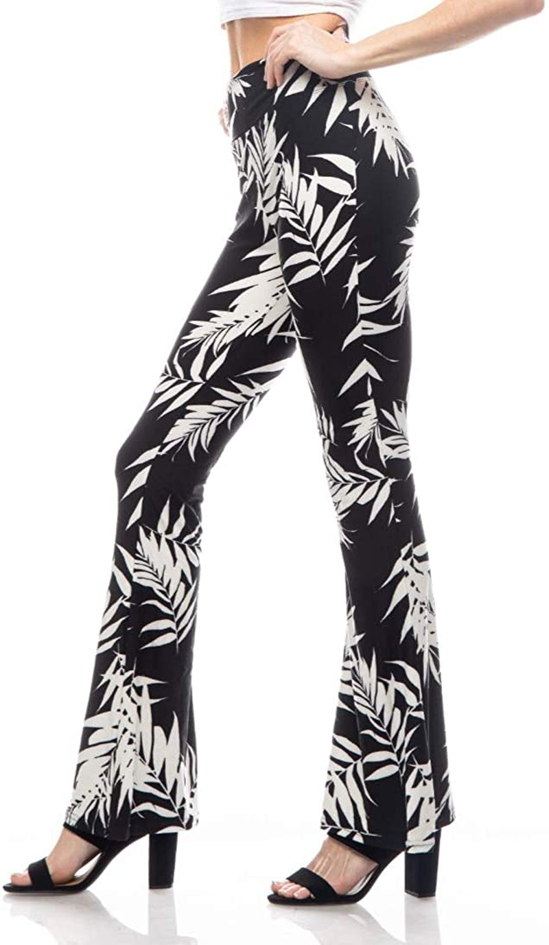 SATINA High Waisted Flare Palazzo Wide Leg Pants | Printed & Solid | Reg & Plus