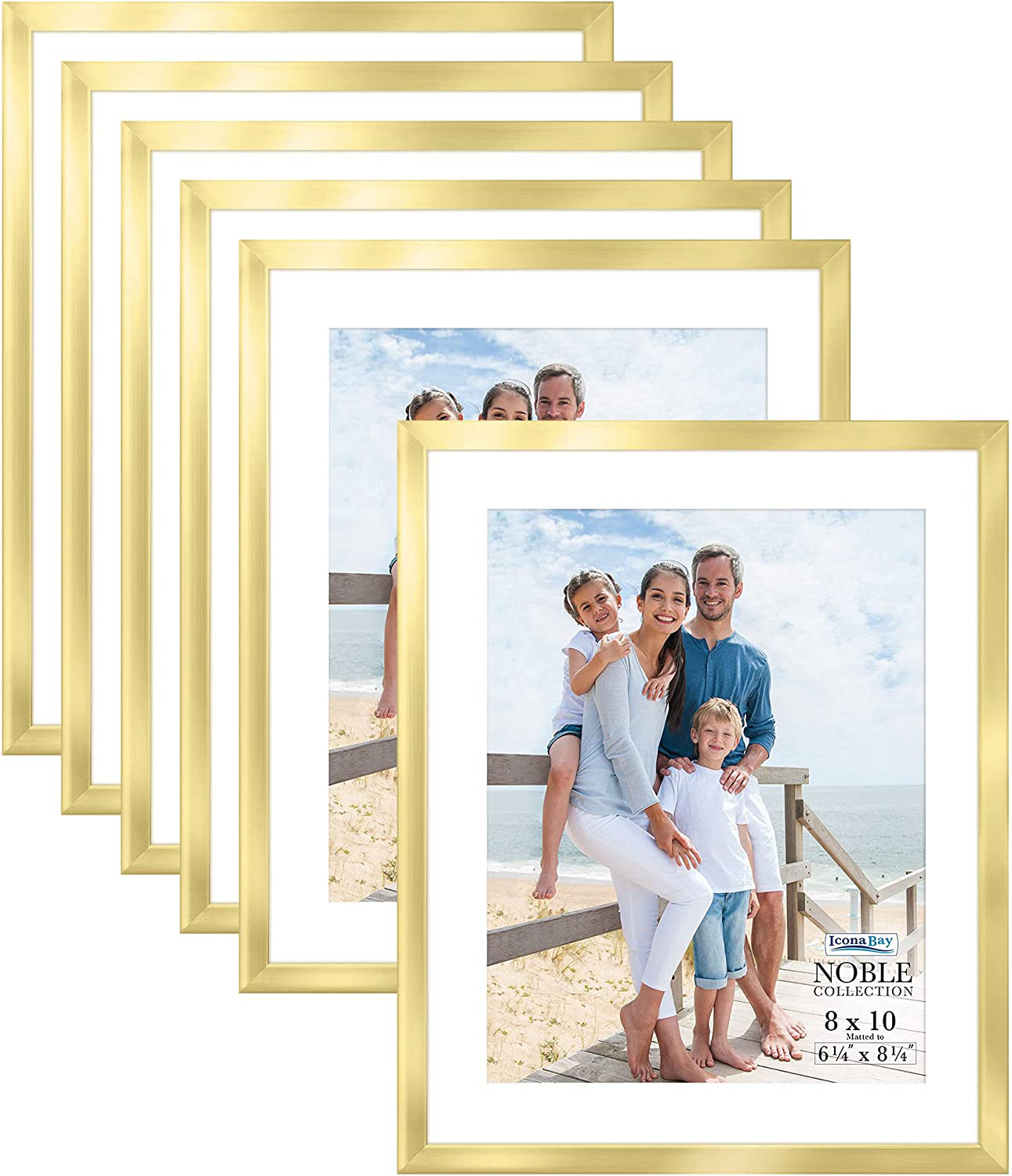 Icona Bay 8x10 Picture Frames (Silver, 6 Pack), Modern Professional Frame Set, Noble Collection