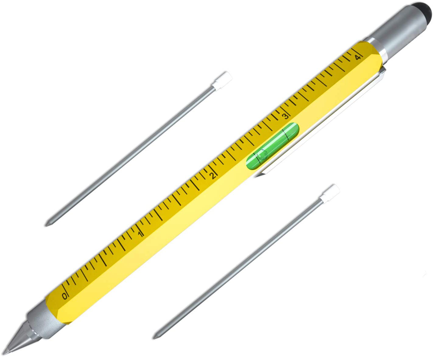 Cool Pen Gifts for Men, Cutier 6-in-1 Multi Tool Tech Pen Gadgets Tools for Men, Personalized Gifts for Dad or Him, Funny Gift for Christmas, Father's Day Valentines or Birthdays Gifts (Yellow)