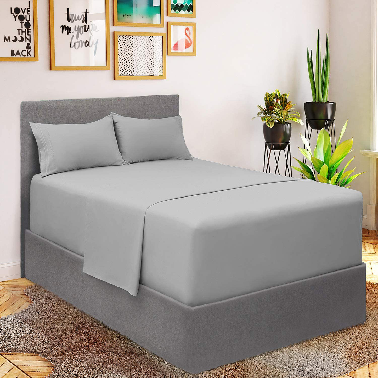 Mellanni Bed Sheet Set - Brushed Microfiber 1800 Bedding - Wrinkle, Fade, Stain Resistant - 3 Piece (Twin, Baby Blue)