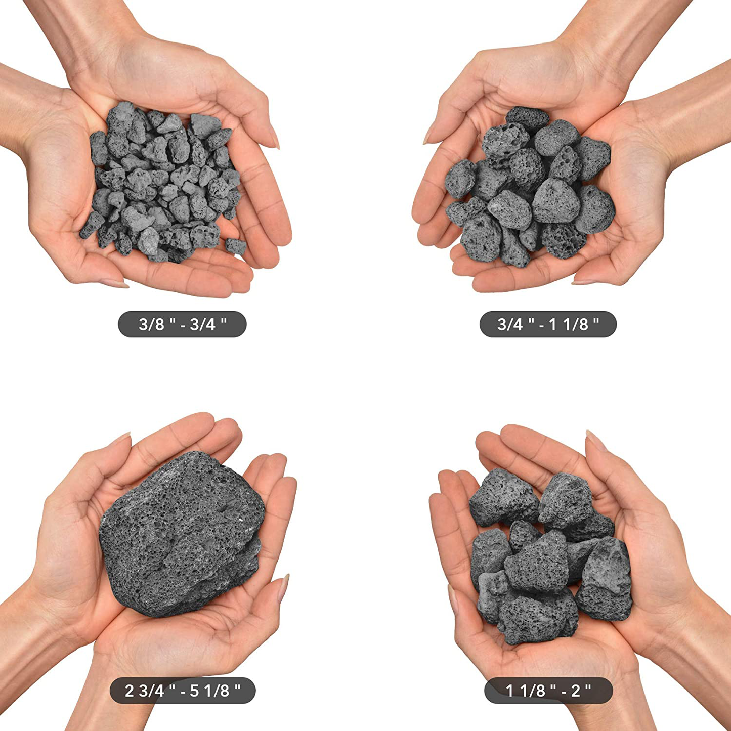 Skyflame10LB Natural Lava Rocks for Fire Pits, Fire Tables,Fireplaces, Garden Landscaping Decoration, Indoor and Outdoor Use, 3/4~1 Inch, Black