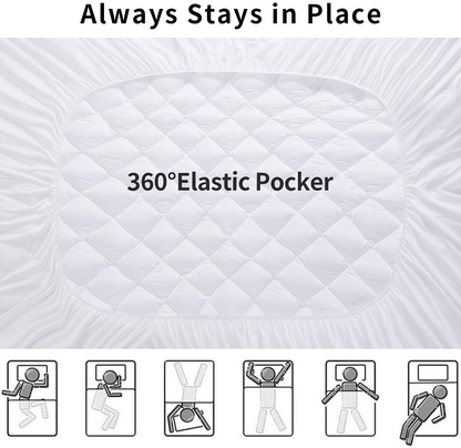 EcoMozz King Mattress Pad Stretches up to 8-21Inch Smooth Elastic Pocket(Without Noise) Premium Snow Alternative Fiber Fill Protection Pad