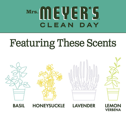 Mrs. Meyer's Clean Day Liquid Hand Soap, Cruelty Free and Biodegradable Hand Wash Formula Made with Essential Oils, Basil Scent, 12.5 oz - Pack of 3