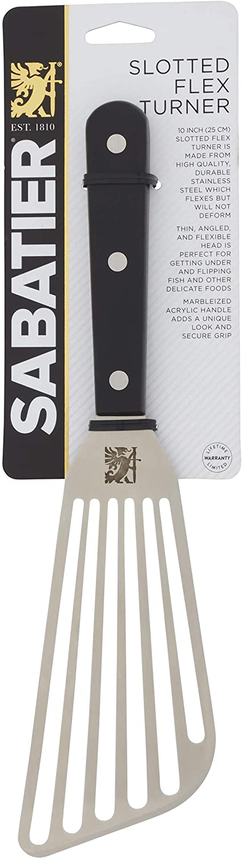 Sabatier, Black Flex Turner, Triple Rivet Stainless Steel Angled Fish