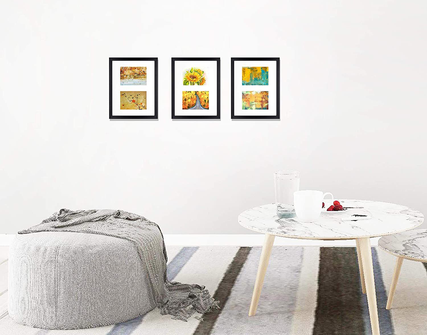 Golden State Art, 11x14 Black Photo Wood Collage Frame with Real Glass and White Mat displays (2) 5x7 Pictures