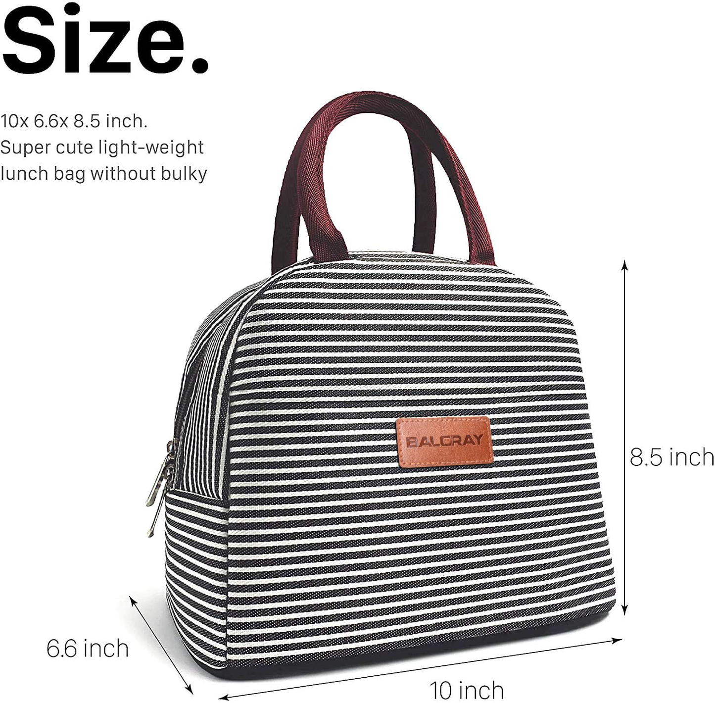 BALORAY Lunch Bag Tote Bag Lunch Bag for Women Lunch Box Insulated Lunch Container (Solid black)