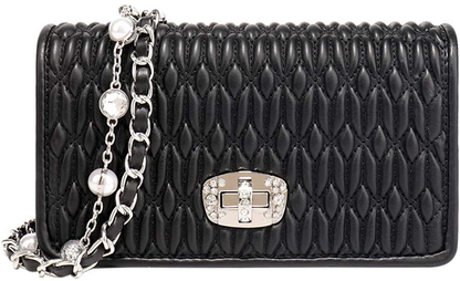 Women's Quilted Purses and Handbags Genuine Leather Quilted Chain Purse Shoulder Bag Small Crossbody Bag Purse