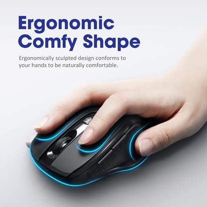 POLEYN Wireless Mouse for Laptop, Ergonomic Computer Mouse 2.4G with 5 Adjustable DPI Levels, 6 Buttons Cordless Mouse Wireless Mice USB Mouse for Laptop PC Notebook Windows Mac