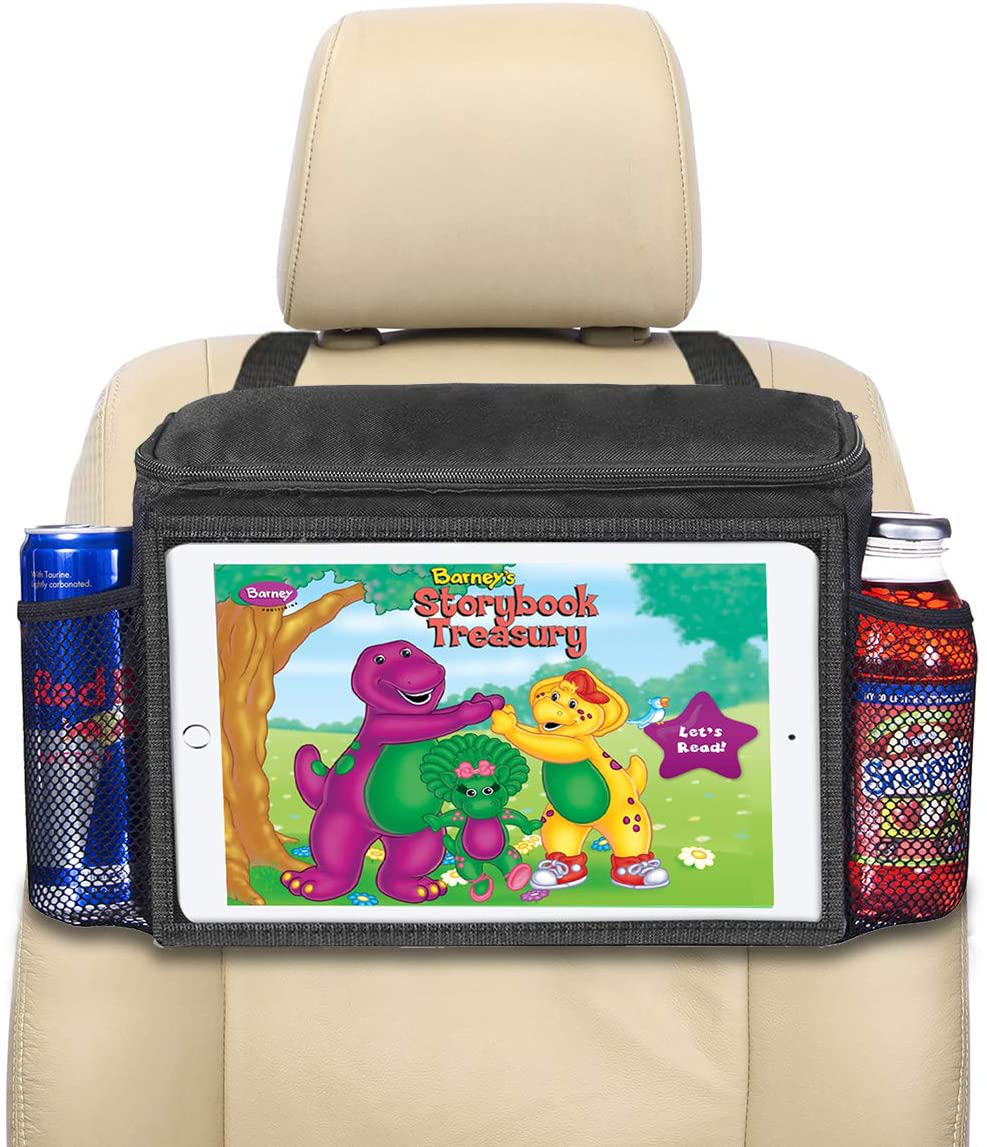 lebogner Insulated Car Seat Back Organizer + iPad and Tablet Holder, Auto Driver Or Passenger Accessories Organizer, Vehicle Front Seat Caddy, Personal Travel Cooler Storage Bag for Adults & Kids