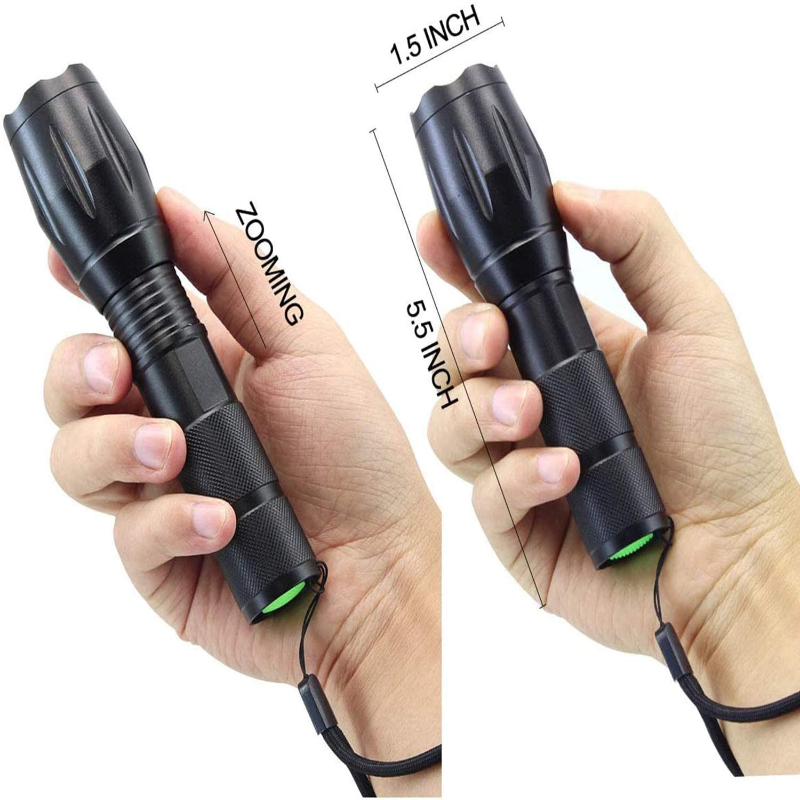 2 Pack Zoomable Tactical Flashlights with 6 Pack AAA Batteries with 5 Modes