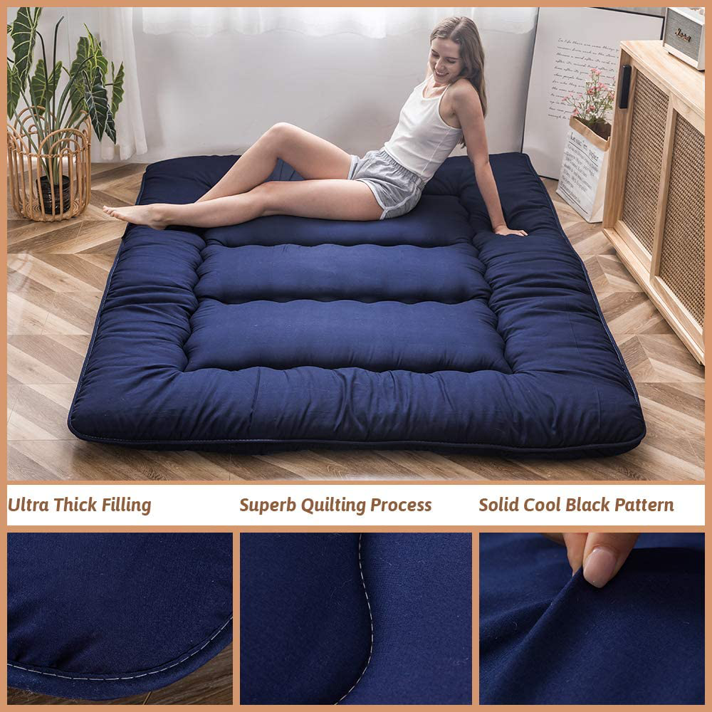 Japanese Floor Mattress Futon Mattress, Thicken Tatami Mat Sleeping Pad Foldable Roll Up Mattress Boys Girls Dormitory Mattress Pad Kids Floor Lounger Bed Couches and Sofas, Coffee, Twin Size