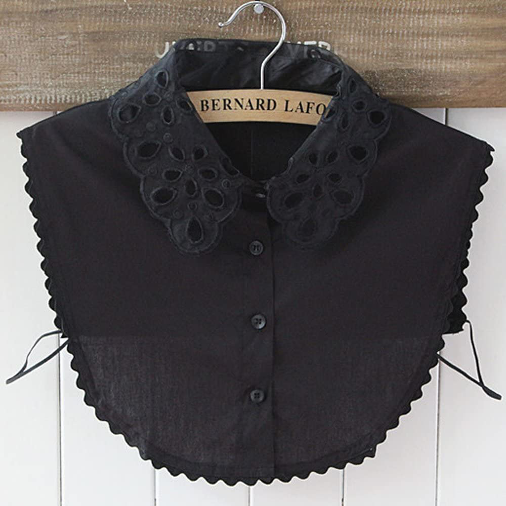 Flyou Lady Shirt False Collar Lace Half Shirt Detachable False Faux Collar Cuff Cotton Choker Tie