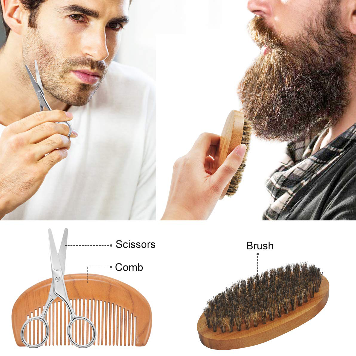 Upgraded Beard Grooming Kit w/Beard Conditioner,Beard Oil,Beard Balm,Beard Brush,Beard Shampoo/Wash,Beard Comb,Beard Scissors,Storage Bag,Beard E-Book,Beard Growth Care Gifts for Men