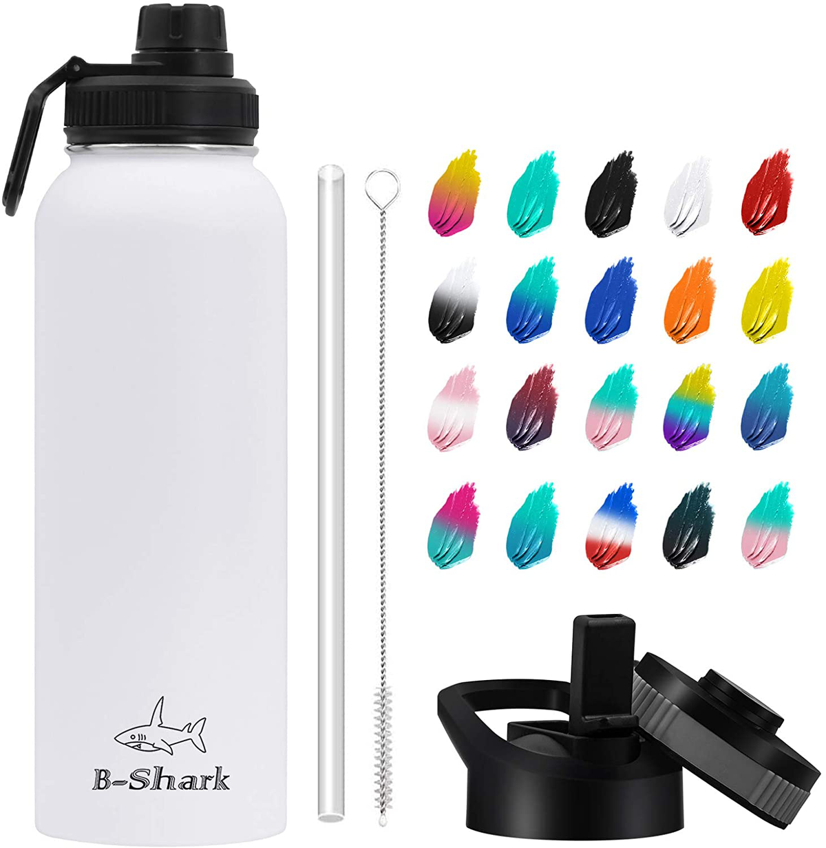 Water Bottle - 24/32/40 oz Water Bottle with Straw, Double Wall Vacuum Stainless Steel Water Bottle with 3 Option Lid Keeps Hot or Cold, Leak Proof Sports Water Bottle for Camping Travel, Office and Outdoor