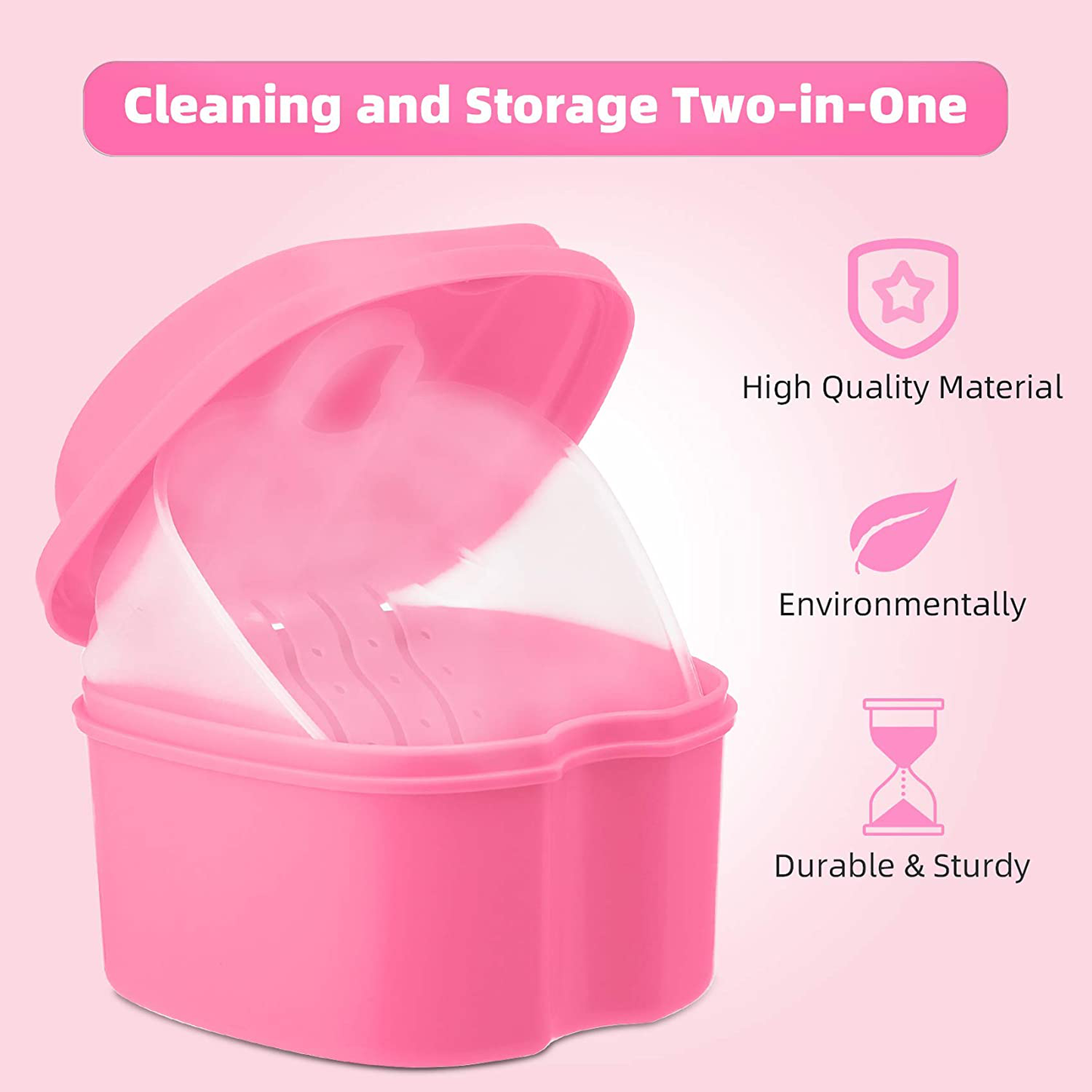 Annhua Denture Retainer Container Case Cleaning,Denture Bath Box False Teeth Storage Box - Leak Proof and Lid Waterproof