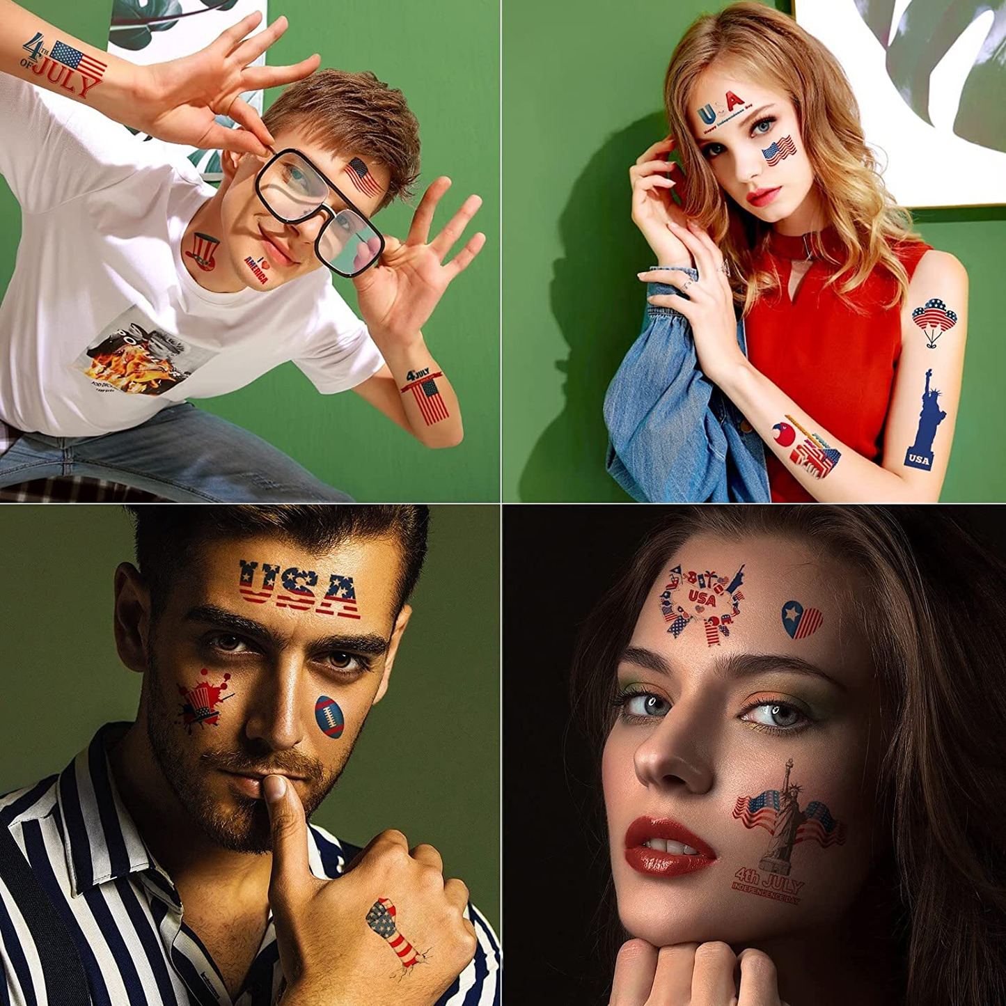 4th of July Patriotic Temporary Tattoos (10 - 20 Sheets)