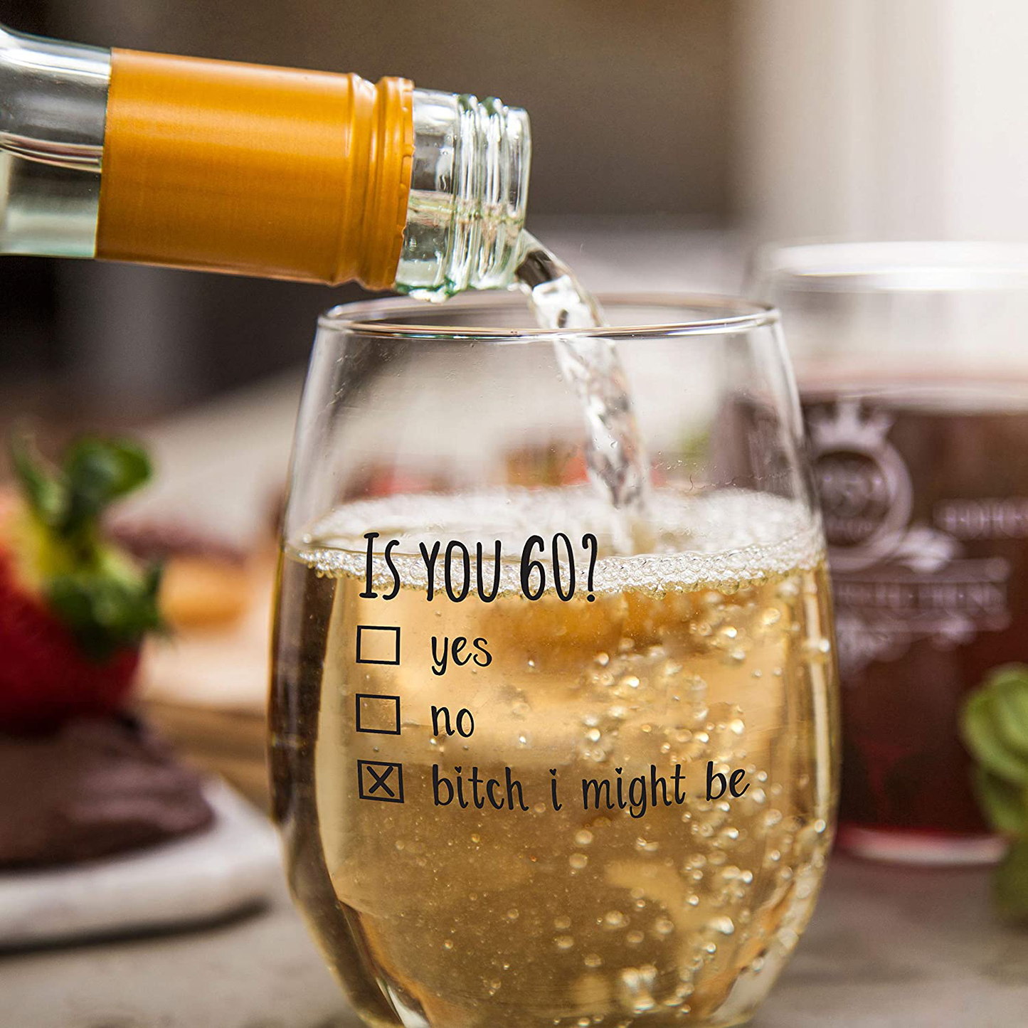 60th Birthday Gifts for Women and Men Wine Glass - Funny Is You 60 Gift Idea for Mom Dad Husband Wife – 60 Year Old Party Supplies Decorations for Him, Her - 15oz