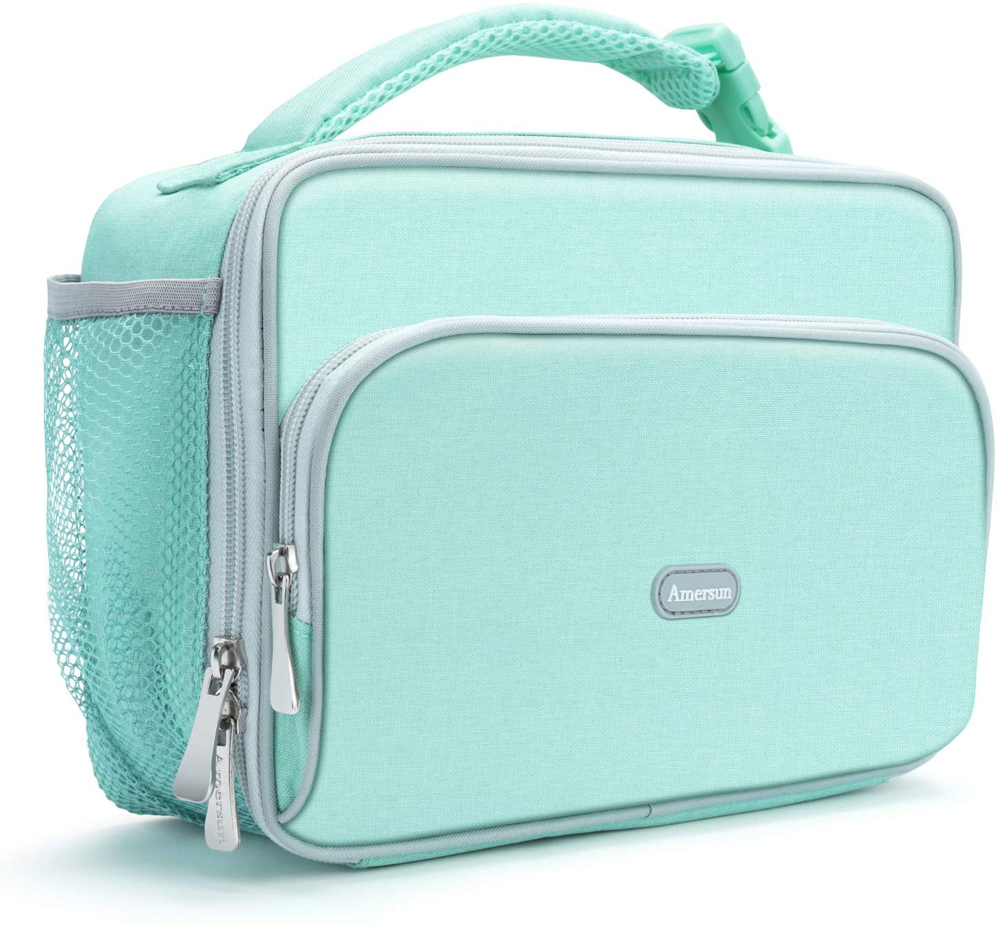 Amersun Kids Lunch Bag, Durable Insulated School Lunch Bag with Padded Liner Keeps Food Warm Cold Longer Time,Small Water-resistant Thermal Travel Office Lunch Cooler for Teen Girls-2 Pockets, Purple