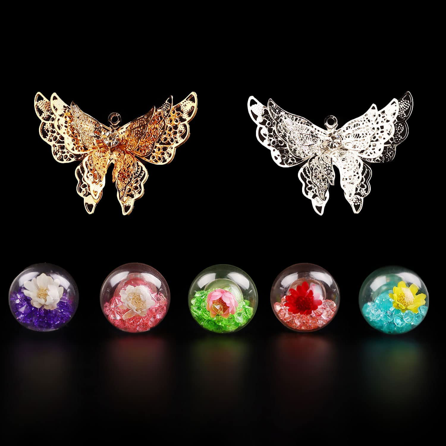 Metal Leaf Bookmark with 3D Butterfly Pendant