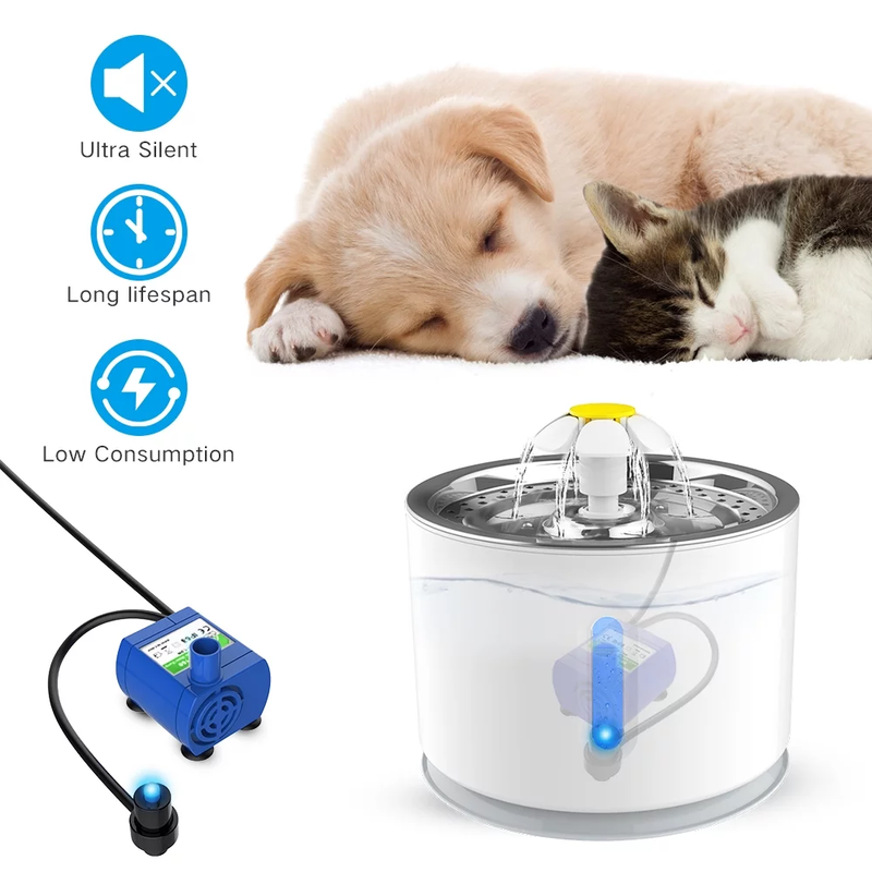 80oz Pet Fountain - Automatic Water Dispenser for Cats and Dogs, Circulating Filtration System