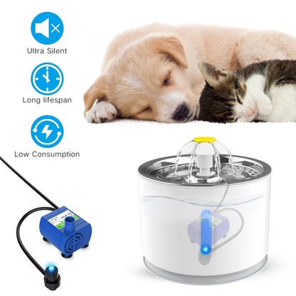 80oz Pet Fountain - Automatic Water Dispenser for Cats and Dogs, Circulating Filtration System