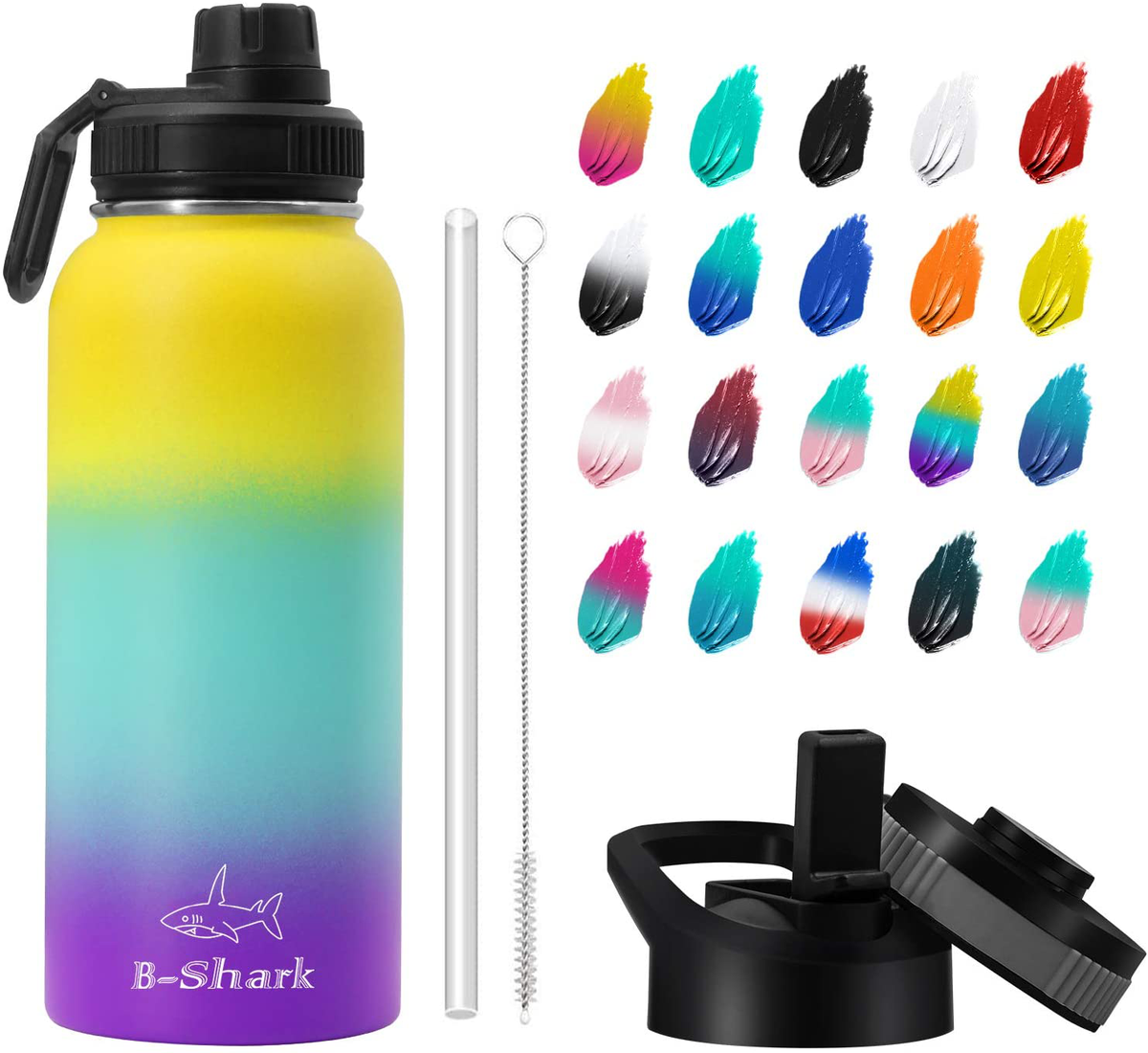 Water Bottle - 24/32/40 oz Water Bottle with Straw, Double Wall Vacuum Stainless Steel Water Bottle with 3 Option Lid Keeps Hot or Cold, Leak Proof Sports Water Bottle for Camping Travel, Office and Outdoor
