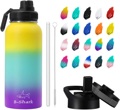 Water Bottle - 24/32/40 oz Water Bottle with Straw, Double Wall Vacuum Stainless Steel Water Bottle with 3 Option Lid Keeps Hot or Cold, Leak Proof Sports Water Bottle for Camping Travel, Office and Outdoor