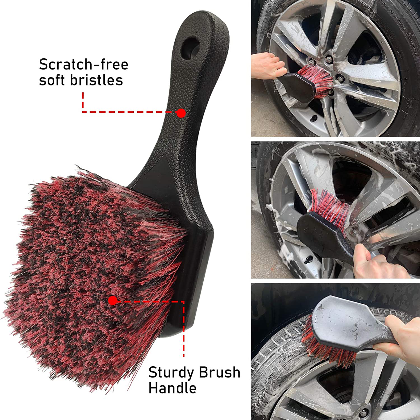Jaronx 15 PCS Car Wheel & Tire Brush Set, 17 Inches Long Handle Rim Wheel Brush, Short Handle Wheel Brush, Detailing Brushes, Wash Mitt, Vent Duster, Wax Applicator Pads, Washing Towels, Wire Brushes