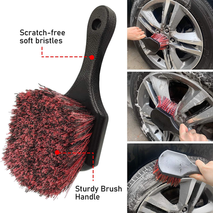 Jaronx 15 PCS Car Wheel & Tire Brush Set, 17 Inches Long Handle Rim Wheel Brush, Short Handle Wheel Brush, Detailing Brushes, Wash Mitt, Vent Duster, Wax Applicator Pads, Washing Towels, Wire Brushes
