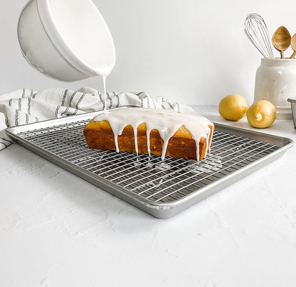 USA Pan Half Sheet Baking Pan and Bakeable Nonstick Cooling Rack, Metal
