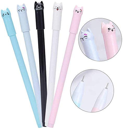 Sencoo 12 pack Black Cute Cat Pens 0.5mm Japanese Kawaii Gel Pens Ball Point Pens for School Office Supplies