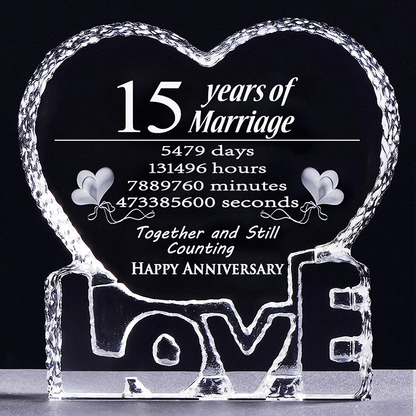 YWHL 20 Year 20th Wedding Anniversary Crystal Sculpture Keepsake Gifts for Her Wife Girlfriend Him Husband (20 Year)