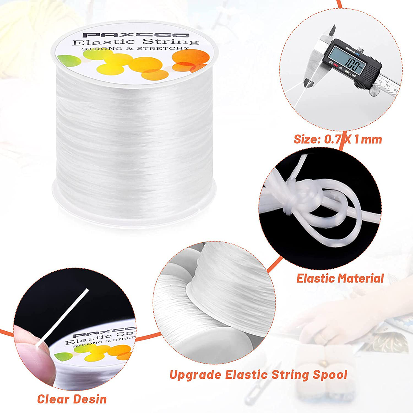 Paxcoo 1mm Elastic Bracelet String Cord Stretch Bead Cord for Jewelry Making and bracelet Making