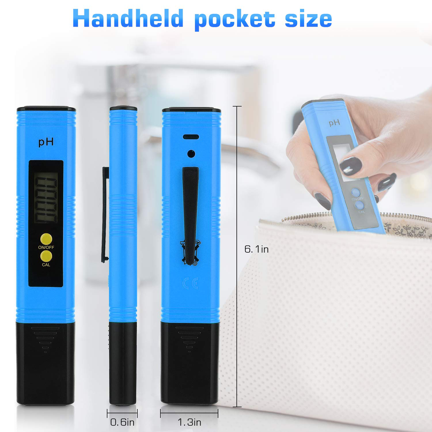 PH Meter for Water Hydroponics Digital PH Tester Pen 0.01 High Accuracy Pocket Size with 0-14 PH Measurement Range for Household Drinking, Pool and Aquarium (Red)