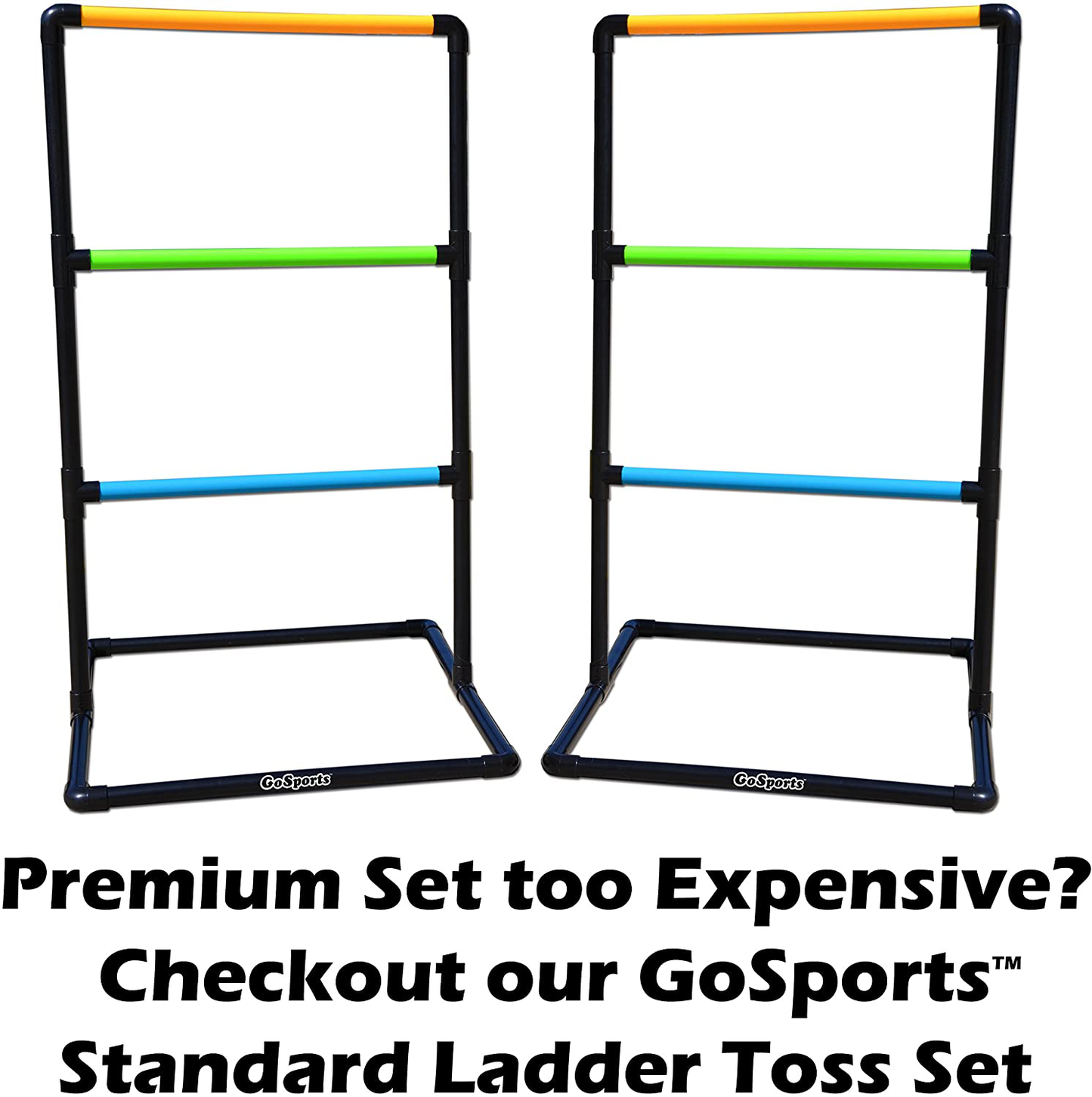 GoSports Premium Ladder Toss Outdoor Game Set with 6 Bolo Balls, Travel Carrying Case and Score Trackers - Choose Between Standard and Giant Size Sets