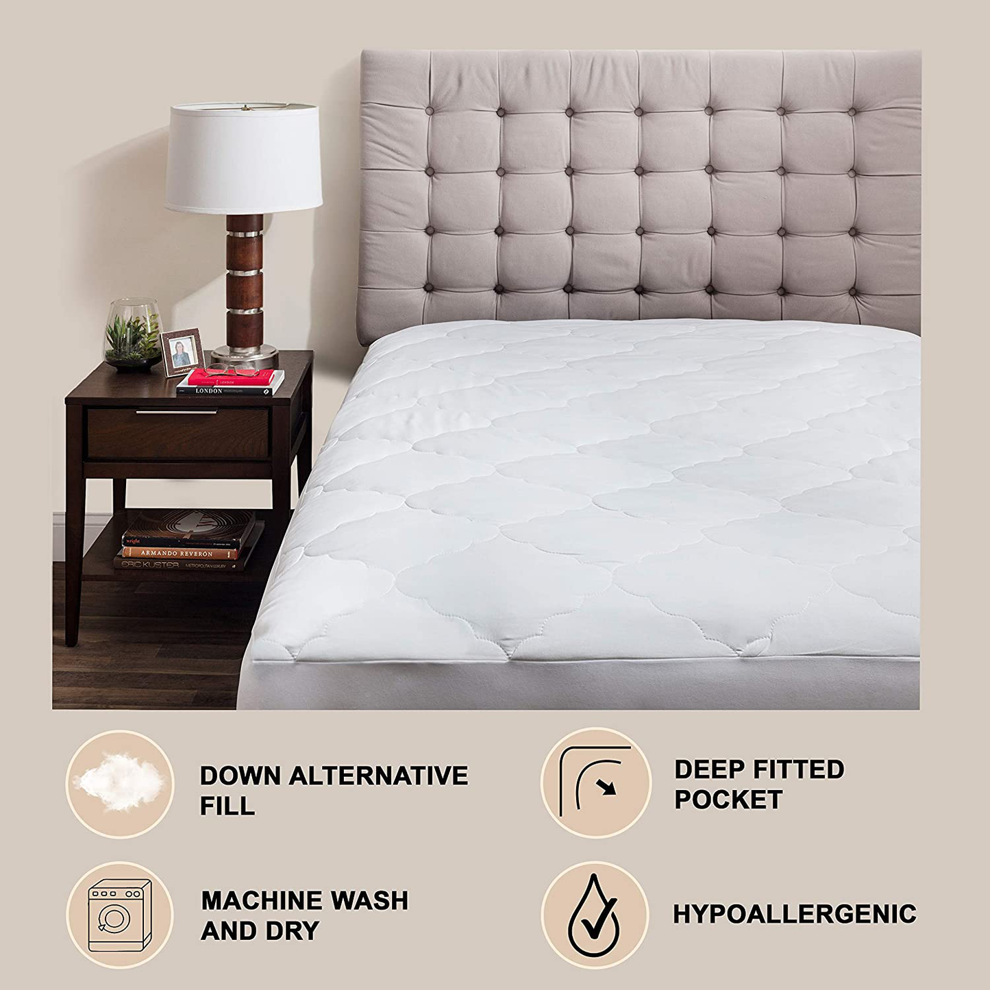 Micropuff Twin XL Mattress Pad Dorm XL Mattress Cover, Ultra Soft Down Alternative Fiber Fill, Twin Extra Long Size 39x80 - Fitted Sheet Stretches to 15 Inches Deep