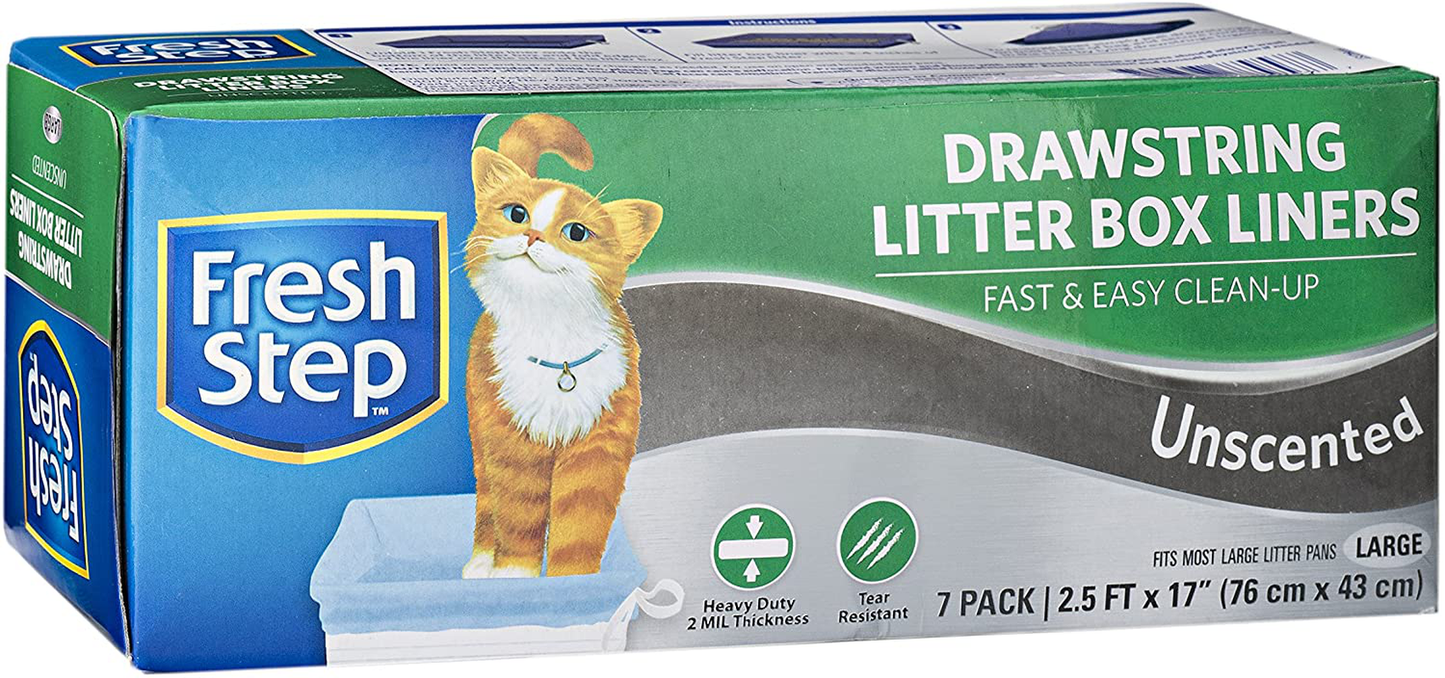 7 Count Fresh Step Drawstring Scented or Unscented Cat Litter Box Liners