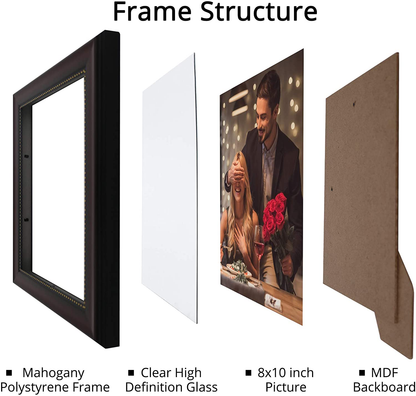 GraduatePro 8x10 Picture Frame Display Photos for Wall or Tabletop with Real Glass, Mahogany with Gold Beaded, Pack of 2