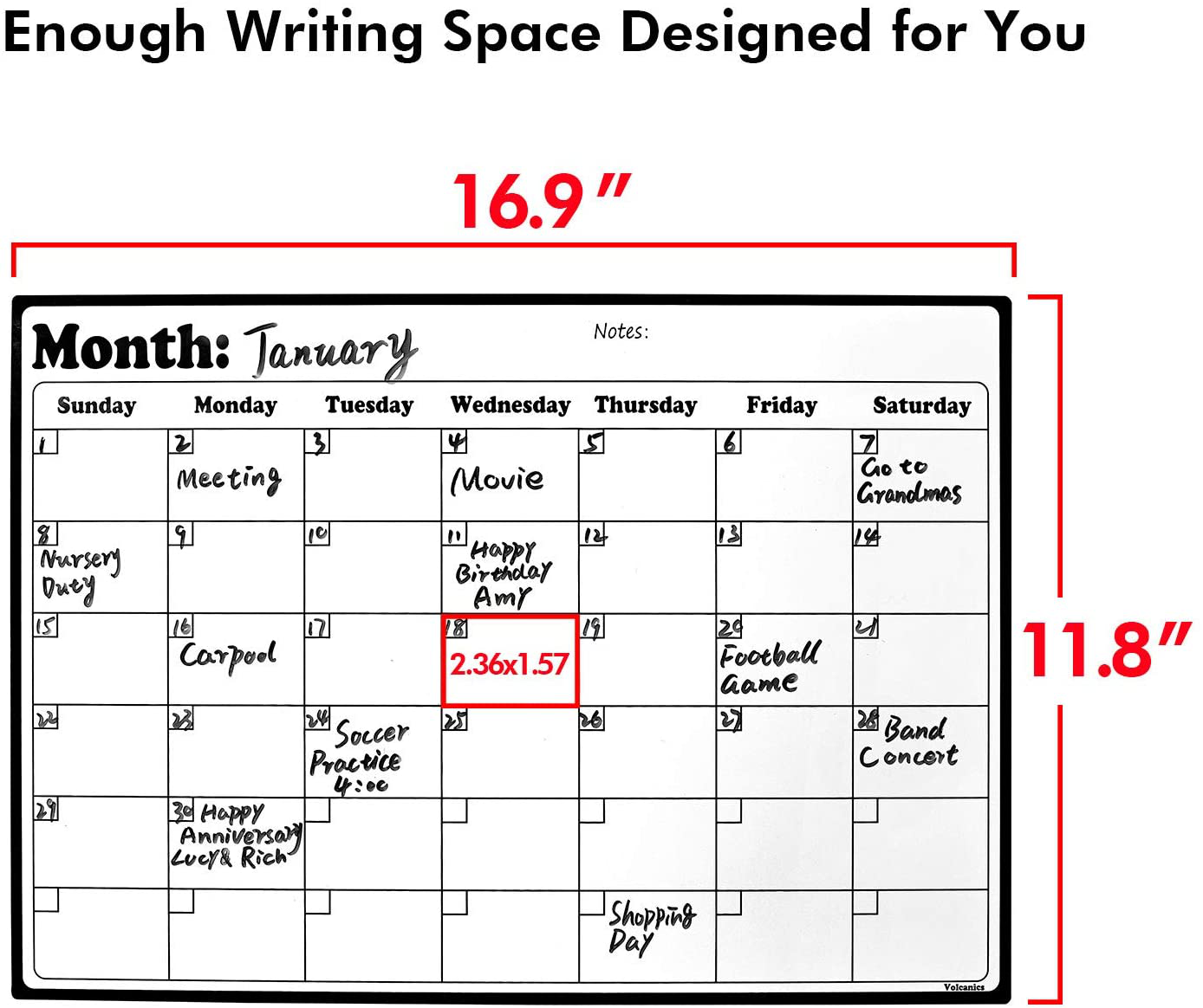 Fridge Calendar Magnetic Dry Erase Calendar Whiteboard Calendar For Refrigerator Planners 16.9 Inches X 11.8 Inches