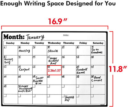 Fridge Calendar Magnetic Dry Erase Calendar Whiteboard Calendar For Refrigerator Planners 16.9 Inches X 11.8 Inches