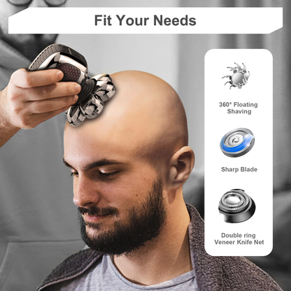 5 in 1 Electric Shaver 7D  Rechargeable Bald Shaver Grooming Kit with LED Display